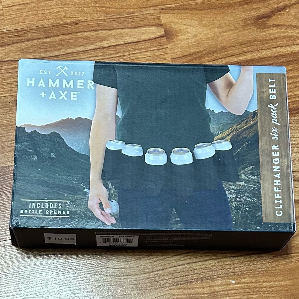 Hammer + Axe Cliffhanger 6-Pack Bottles/Can Belt ~ Includes a can opener